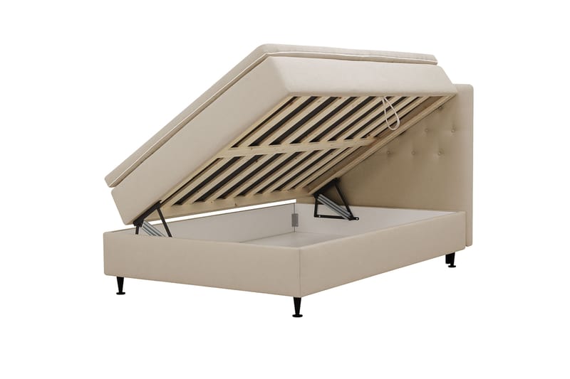 Hilton Plus Jenkkisänky säilytystilalla 120x200 cm - Beige - Huonekalut - Sänky - Yhden hengen sängyt