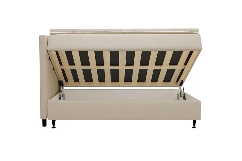 Hilton Plus Täydellinen sänkypaketti säilytystilalla 120x200 cm - Beige - Huonekalut - Sänky - Yhden hengen sängyt