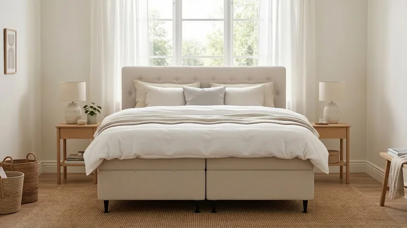 Hilton Plus Täydellinen sänkypaketti säilytystilalla 160x200 cm - Vaalea beige - Huonekalut - Sänky - Sängyt säilytystilalla