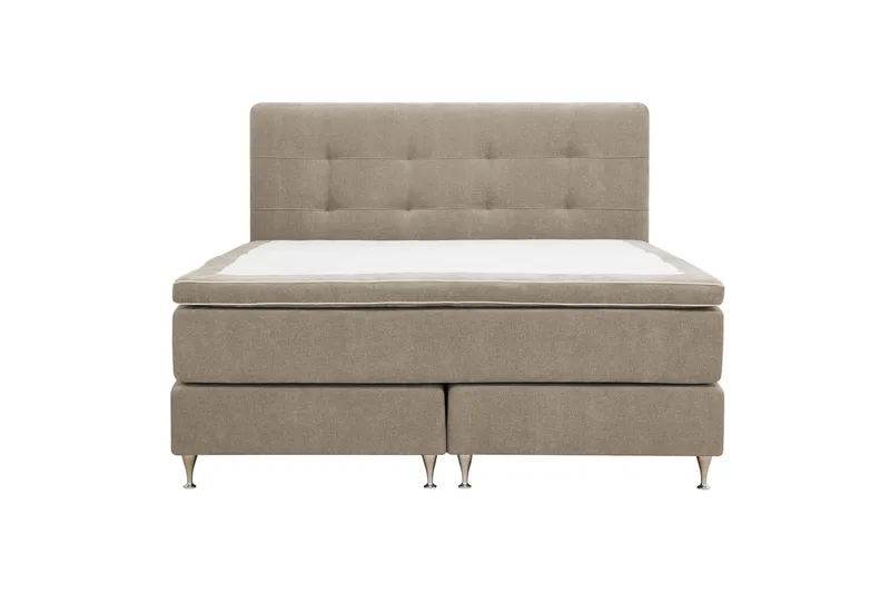 Hilton Premium täydellinen sänkypaketti 160x200 cm, jenkkisänky sängynpäädyllä, Vaaleanruskea kangas