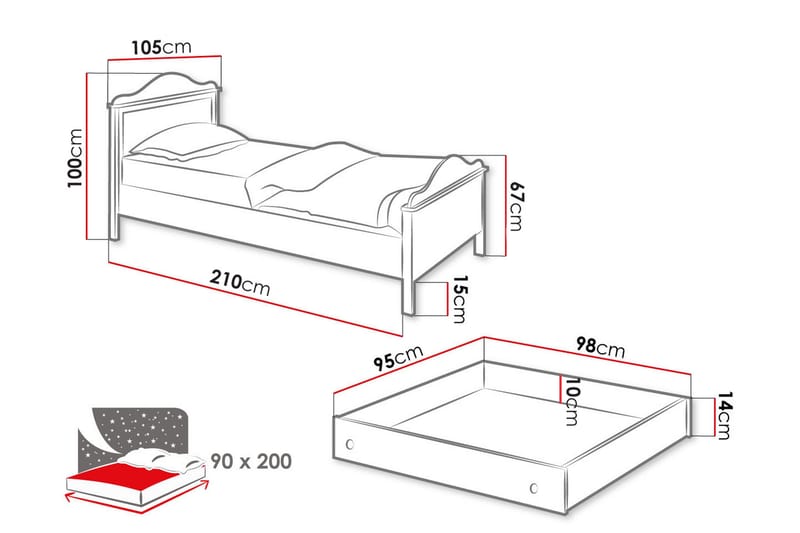 Hilts Sängynrunko 90x200 cm - Vihreä - Huonekalut - Sänky - Sänkykehikot & sängynrungot
