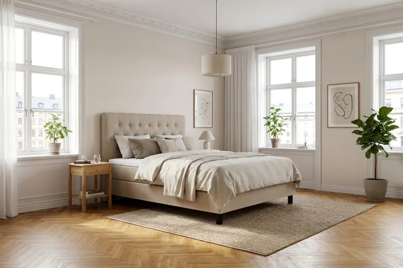 HVILA Classic -jenkkisänky 140x200 cm - Beige - Huonekalut - Sänky - Jenkkisängyt