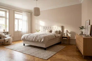 HVILA Classic -sänkypaketti 140x200 cm, jenkkisänky timanttikuvioisella sängynpäädyllä - Beige - Huonekalut - Sänky - Jenkkisängyt