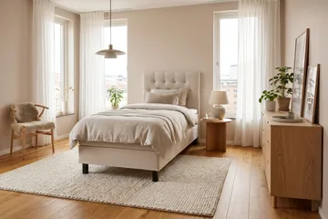 HVILA Classic -sänkypaketti 90x200 cm, jenkkisänky timanttikuvioisella sängynpäädyllä - Beige - Huonekalut - Sänky - Jenkkisängyt