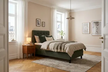 HVILA Classic -sänkypaketti 90x200 cm, jenkkisänky timanttikuvioisella sängynpäädyllä - Vihreä - Huonekalut - Sänky - Jenkkisängyt