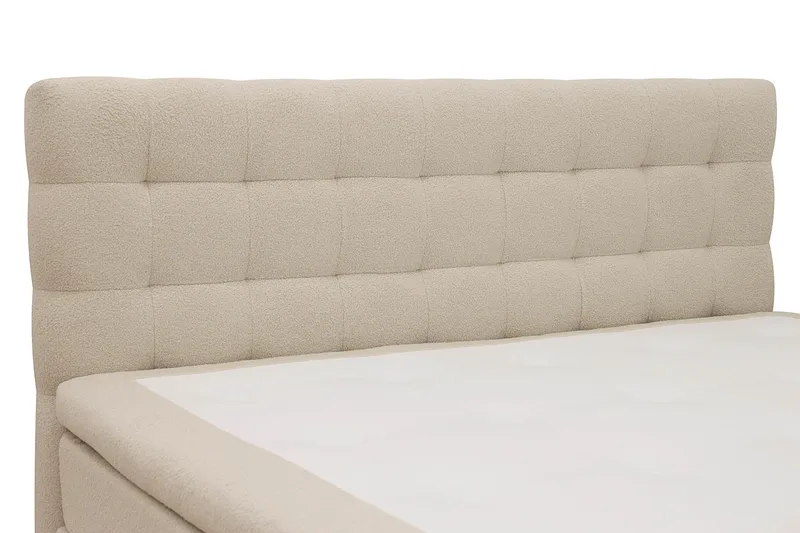 HVILA Classic täydellinen sänkypaketti 160x200 cm, jenkkisänky ruutukuvioidulla sängynpäädyllä - Beige / Teddy - Huonekalut - Sänky - Jenkkisängyt