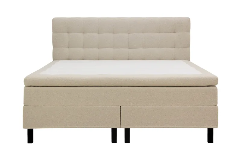HVILA Classic täydellinen sänkypaketti 160x200 cm, jenkkisänky ruutukuvioidulla sängynpäädyllä, Beige / Teddy