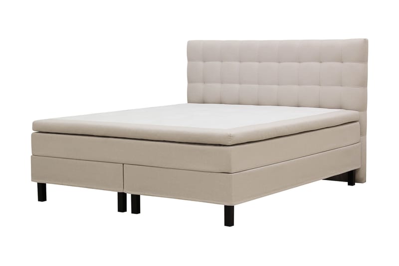 HVILA Classic täydellinen sänkypaketti 160x200 cm, jenkkisänky ruutukuvioidulla sängynpäädyllä - Beige - Huonekalut - Sänky - Parisänky