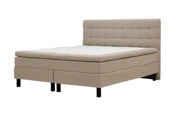 HVILA Classic täydellinen sänkypaketti 160x200 cm, jenkkisänky ruutukuvioidulla sängynpäädyllä - Beige - Huonekalut - Sänky - Jenkkisängyt