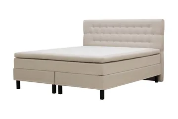 HVILA Classic täydellinen sänkypaketti 160x200 cm, jenkkisänky timanttikuvioidulla sängynpäädyllä - Beige - Huonekalut - Sänky - Jenkkisängyt