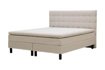 HVILA Classic täydellinen sänkypaketti 160x200 cm Jenkkisänky ruutukuvioidulla sängynpäädyllä - Beige - Huonekalut - Sänky - Jenkkisängyt