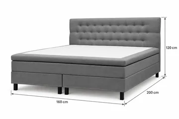 HVILA Classic täydellinen sänkypaketti 160x200 cm Jenkkisänky timanttikuvioidulla sängynpäädyllä - Harmaa - Huonekalut - Sänky - Jenkkisängyt