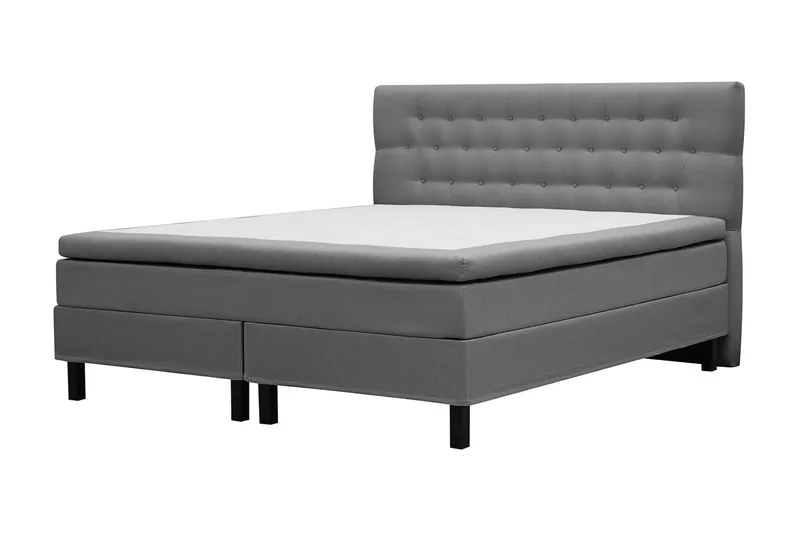 HVILA Classic täydellinen sänkypaketti 180x200 cm, jenkkisänky timanttikuvioidulla sängynpäädyllä - Harmaa - Huonekalut - Sänky - Jenkkisängyt