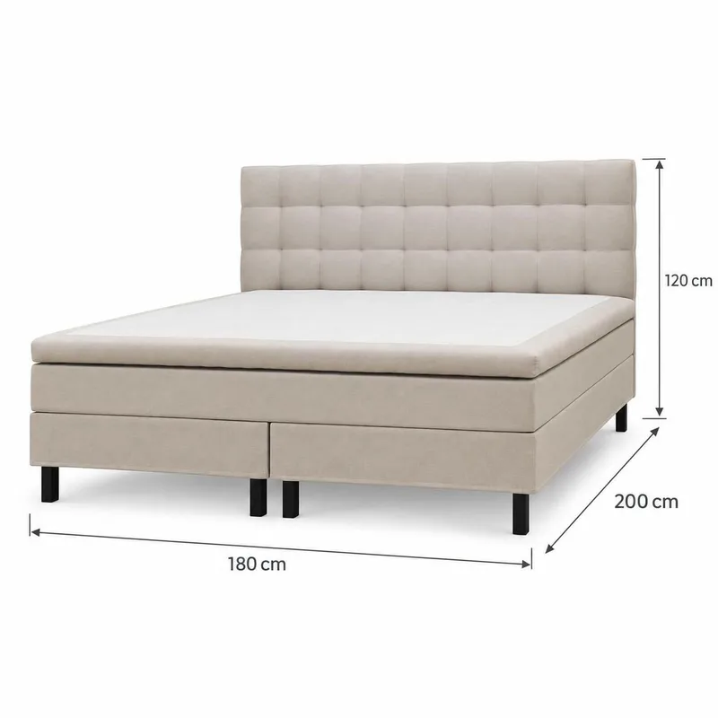 HVILA Classic täydellinen sänkypaketti 180x200 cm Jenkkisänky ruutukuvioidulla sängynpäädyllä - Beige - Huonekalut - Sänky - Jenkkisängyt