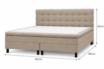HVILA Classic täydellinen sänkypaketti 180x200 cm Jenkkisänky ruutukuvioidulla sängynpäädyllä - Beige - Huonekalut - Sänky - Jenkkisängyt