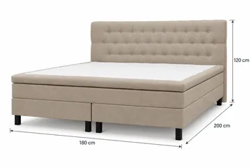 HVILA Classic täydellinen sänkypaketti 180x200 cm Jenkkisänky timanttikuvioidulla sängynpäädyllä - Beige - Huonekalut - Sänky - Jenkkisängyt