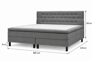 HVILA Classic täydellinen sänkypaketti 180x200 cm Jenkkisänky timanttikuvioidulla sängynpäädyllä - Harmaa - Huonekalut - Sänky - Jenkkisängyt