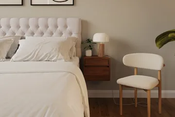 HVILA Lyx täydellinen sänkypaketti 160x200 cm, kontinentaalisänky napitetulla samettisängynpäädyllä - Beige / sametti - Huonekalut - Sänky - Jenkkisängyt