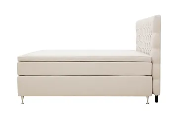 HVILA Lyx täydellinen sänkypaketti 160x200 cm Jenkkisänky napitetulla sängynpäädyllä - Vaaleanbeige - Huonekalut - Sänky - Jenkkisängyt