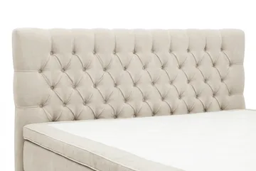 HVILA Lyx täydellinen sänkypaketti 180x200 cm, kontinentaalisänky napitetulla chenille-sängynpäädyllä - Beige - Huonekalut - Sänky - Jenkkisängyt
