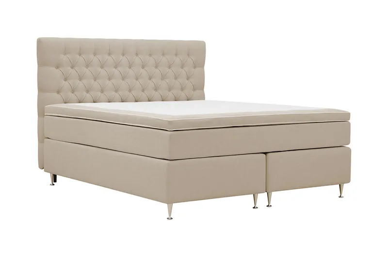 HVILA Lyx täydellinen sänkypaketti 180x200 cm, kontinentaalisänky napitetulla sängynpäädyllä - Beige - Huonekalut - Sänky - Parisänky