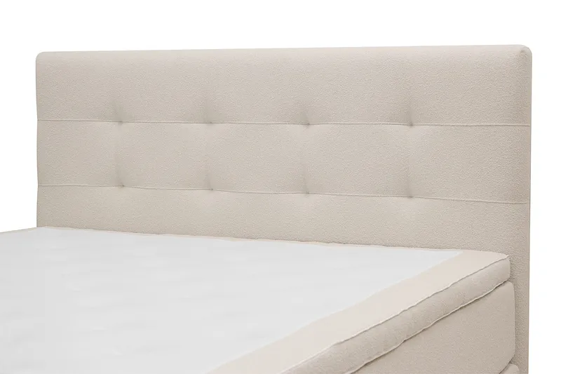 HVILA Premium Täydellinen Sänkypaketti 160x200 cm Kontinenttisänky sängynpäädyllä - Vaaleanbeige bouclé - Huonekalut - Sänky - Jenkkisängyt