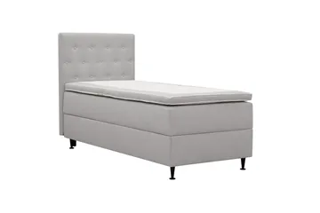 HVILA Plus Täydellinen Sänkypaketti – Jenkkisänky 90x200 cm Kankaalla Verhoiltuna Säilytystilalla, Sängynpääty + Petauspatja Keskikovalla Kovuusasteella - Harmaa - Huonekalut - Sänky - Sänkypaketti