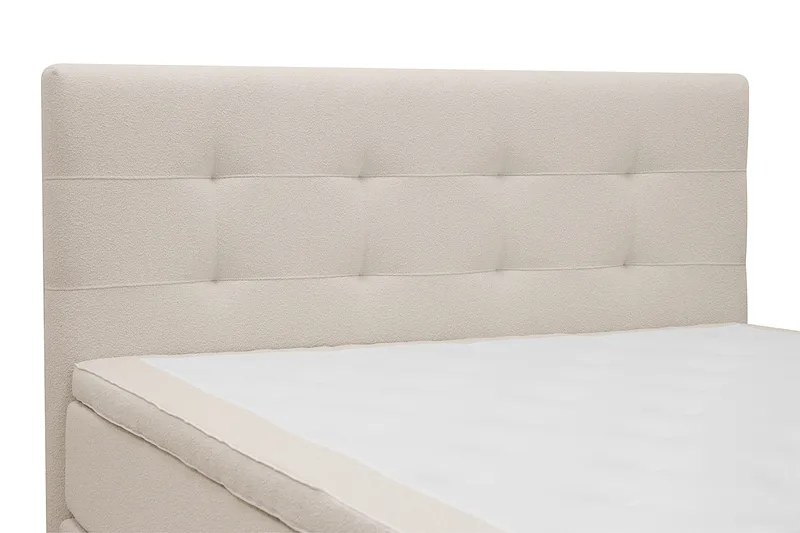 HVILA Premium Täydellinen Sänkypaketti 160x200 cm Kontinenttisänky sängynpäädyllä - Vaaleanbeige bouclé - Huonekalut - Sänky - Jenkkisängyt