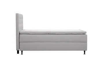 HVILA Plus Täydellinen Sänkypaketti – Jenkkisänky 90x200 cm Kankaalla Verhoiltuna Säilytystilalla, Sängynpääty + Petauspatja Keskikovalla Kovuusasteella - Harmaa - Huonekalut - Sänky - Sänkypaketti