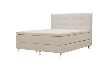 HVILA Premium Täydellinen Sänkypaketti 180x200 cm Kontinenttisänky sängynpäädyllä - Vaaleanbeige bouclé - Huonekalut - Sänky - Jenkkisängyt