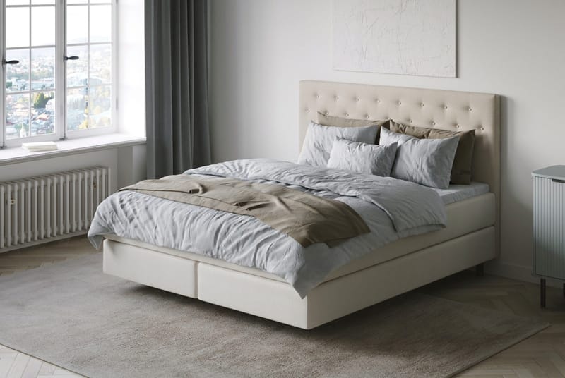 HVILA Premium sänkypaketti jenkkisänky 180x200 cm kelluvalla efektillä ilman petauspatjaa - Valkoinen - Huonekalut - Sänky - Runkopatjasängyt