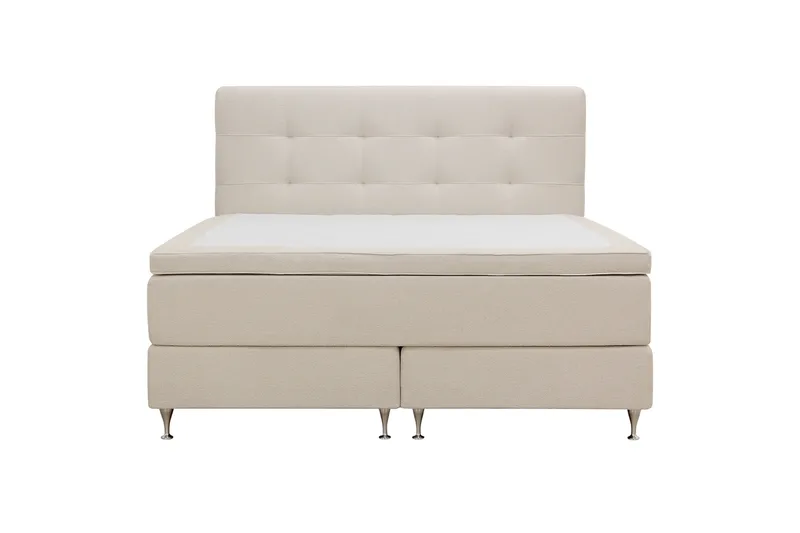 HVILA Premium Täydellinen Sänkypaketti 160x200 cm Kontinenttisänky sängynpäädyllä, Vaaleanbeige bouclé