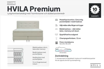 HVILA Premium Jenkkisänky 180x200 cm - Vaaleanbeige bouclé - Huonekalut - Sänky - Jenkkisängyt