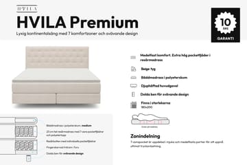 HVILA Premium jenkkisänky 180x200 cm kelluvalla efektillä sis. polyeteerivaahtoinen petauspatja Medium - Medium - Huonekalut - Sänky - Runkopatjasängyt