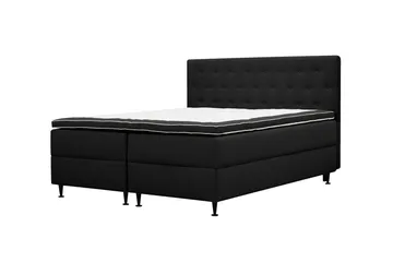 HVILA Plus Täydellinen Sänkypaketti – Jenkkisänky 180x200 cm Kankaalla, Säilytystilalla, Sängynpääty + Petauspatja, Kiinteysaste Keskikova - Antrasiitti - Huonekalut - Sänky - Sänkypaketti