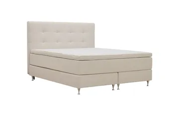 HVILA Premium Täydellinen Sänkypaketti 180x200 cm Kontinenttisänky sängynpäädyllä - Vaaleanbeige bouclé - Huonekalut - Sänky - Jenkkisängyt