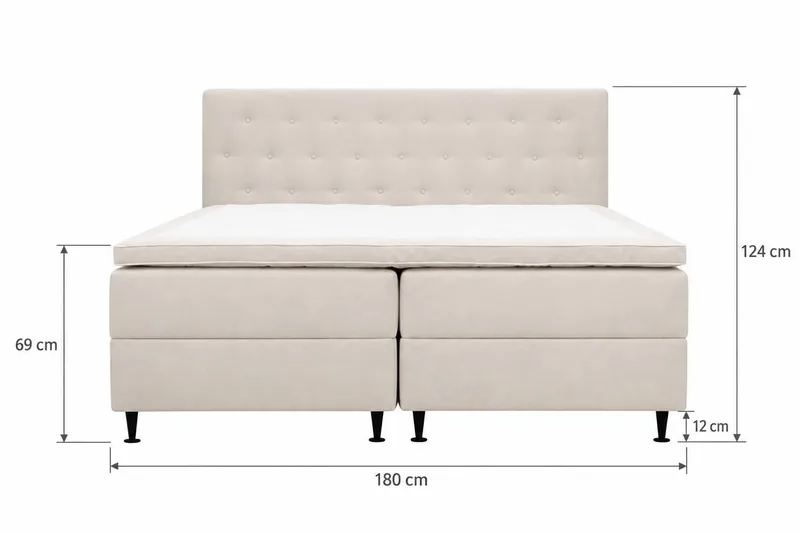 HVILA Plus täydellinen sänkypaketti säilytystilalla 180x200 cm - Vaaleanbeige - Huonekalut - Sänky - Sänkypaketti