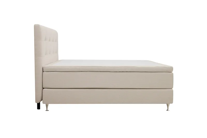 HVILA Premium Täydellinen Sänkypaketti 160x200 cm Kontinenttisänky sängynpäädyllä - Vaaleanbeige bouclé - Huonekalut - Sänky - Jenkkisängyt