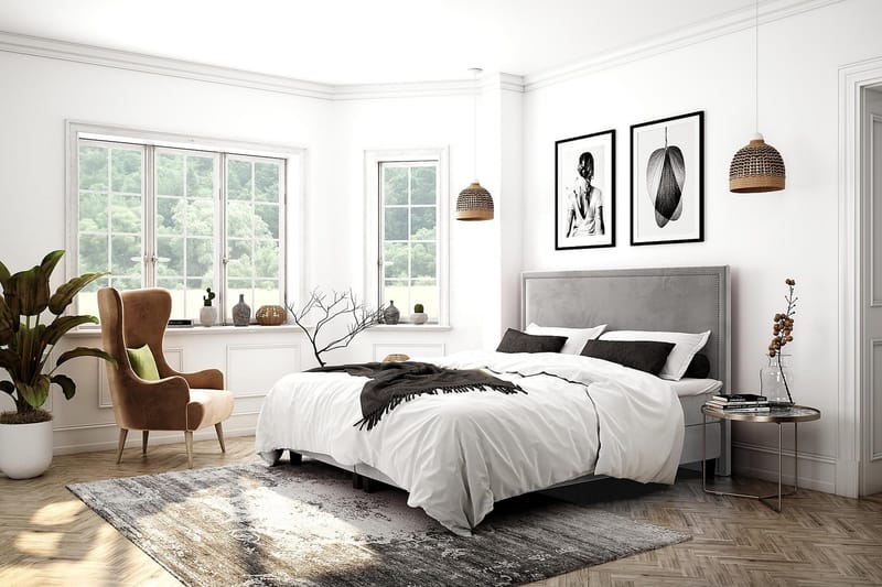 Faylor Lyx Velvet 180x200 - Vaaleanharmaa - Huonekalut - Sänky - Parisänky