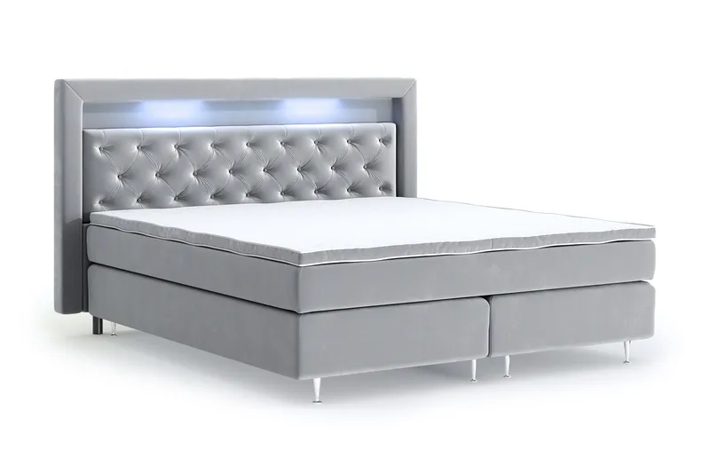 Faylor Lyx Velvet Sänkypaketti 180x200 - Vaaleanharmaa - Huonekalut - Sänky - Jenkkisängyt