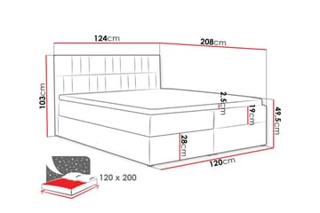 Frusci sänkypaketti – jenkkisänky 120x200 cm sängynpääty + petauspatja kovuusaste Medium - Harmaa - Huonekalut - Sänky - Jenkkisängyt