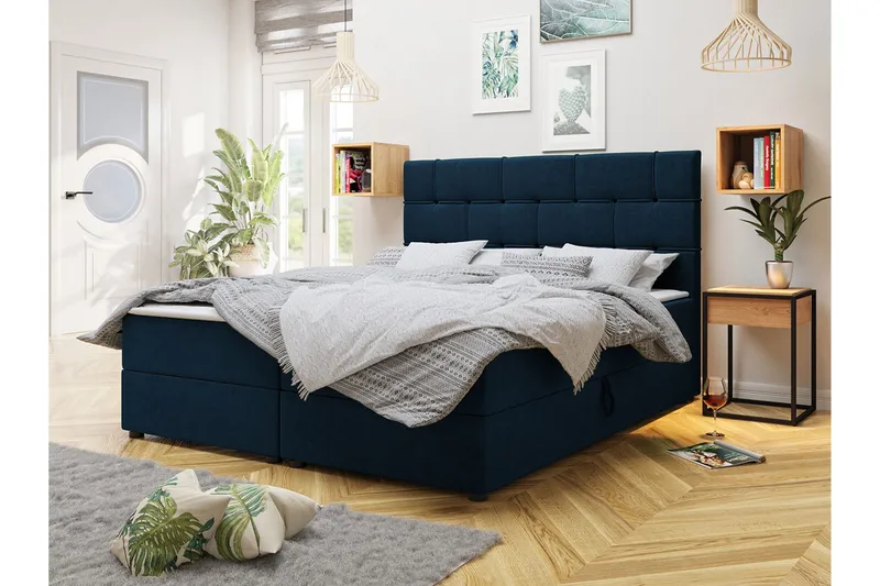 Jenkkisänky 140x200 cm - Sininen - Huonekalut - Sänky - Jenkkisängyt