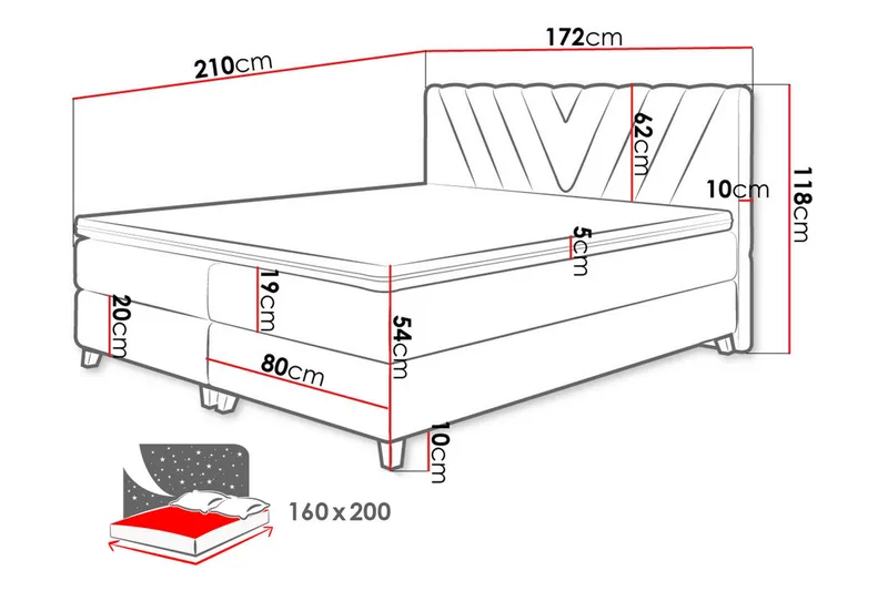 Jenkkisänky Amodioa 160x210 cm - Huonekalut - Sänky - Jenkkisängyt