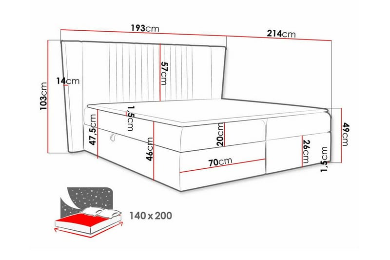 Jenkkisänky Boisdale 140x200 cm - Huonekalut - Sänky - Jenkkisängyt