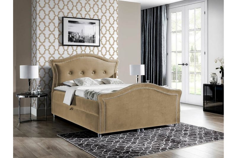 Jenkkisänky Boisdale 160x200 cm - Beige/Ruskea - Huonekalut - Sänky - Jenkkisängyt