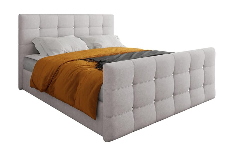 Jenkkisänky Cisy 140x200 cm sängynpäädyllä - Vaaleanharmaa - Huonekalut - Sänky - Jenkkisängyt