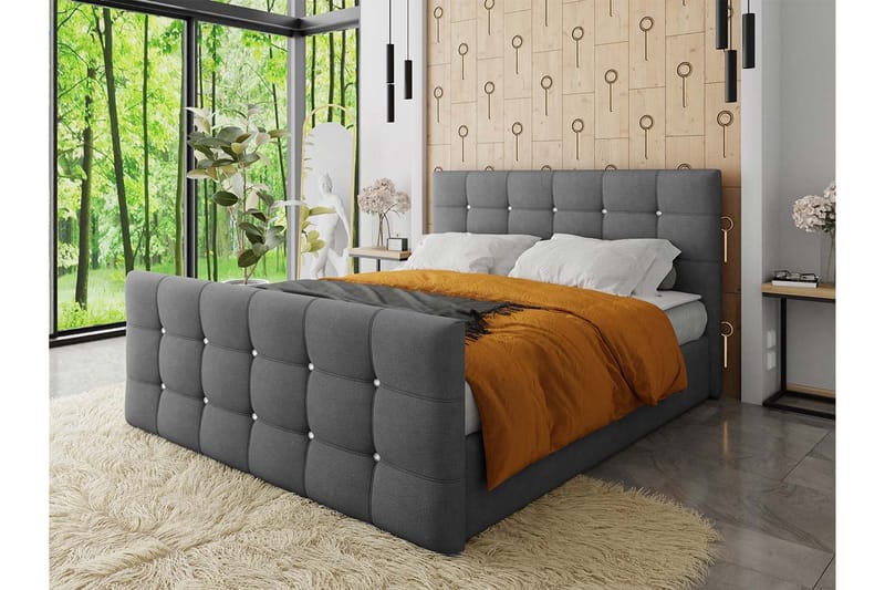 Jenkkisänky Cisy 160x200 cm sängynpäädyllä - Roosa - Huonekalut - Sänky - Jenkkisängyt