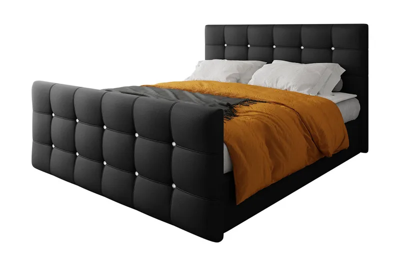 Jenkkisänky Cisy 160x200 cm sängynpäädyllä - Tummanharmaa - Huonekalut - Sänky - Jenkkisängyt