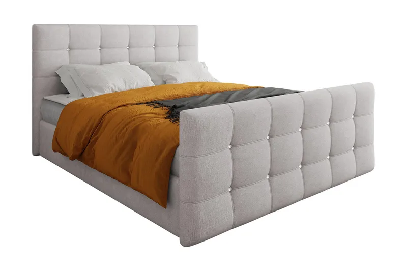 Jenkkisänky Cisy 180x200 cm sängynpäädyllä, Vaaleanharmaa