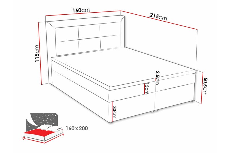 Jenkkisänky Clasic Box 160x215 cm - Huonekalut - Sänky - Jenkkisängyt
